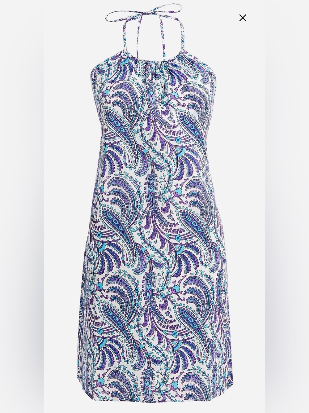 J.CREW Mini Dress Womens Sz XS Purple Paisley Tie Halter Neck Linen Beach NWT